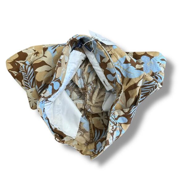 Janie and Jack Boys Shorts 3T Linen Cotton Floral Hawaiian Print Brown Blue NWT - Picture 9 of 11